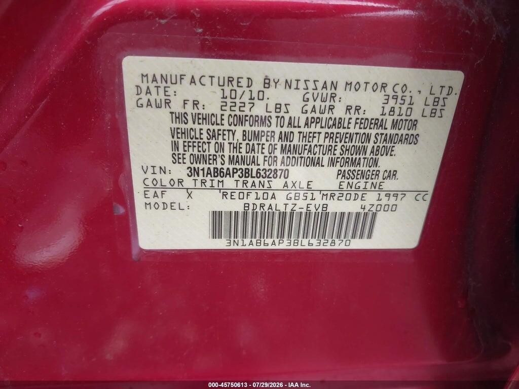 3N1AB6AP3BL632870 2011 NISSAN SENTRA photo no. 9