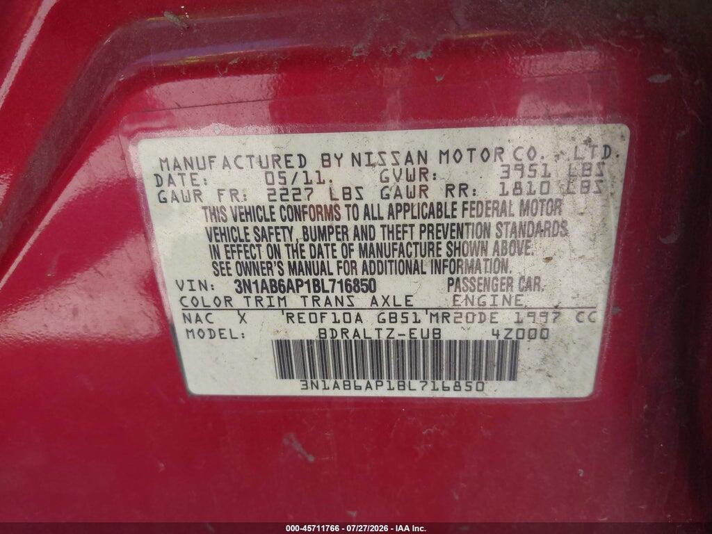 3N1AB6AP1BL716850 2011 NISSAN SENTRA photo no. 9
