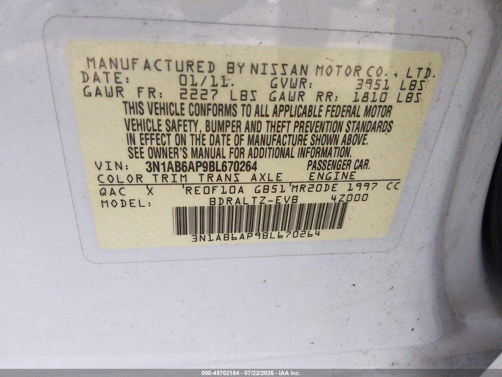 3N1AB6AP9BL670264 2011 NISSAN SENTRA photo no. 9