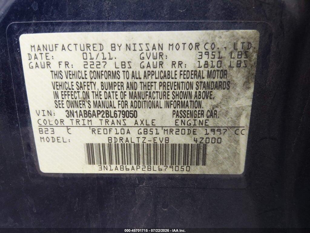 3N1AB6AP2BL679050 2011 NISSAN SENTRA photo no. 9