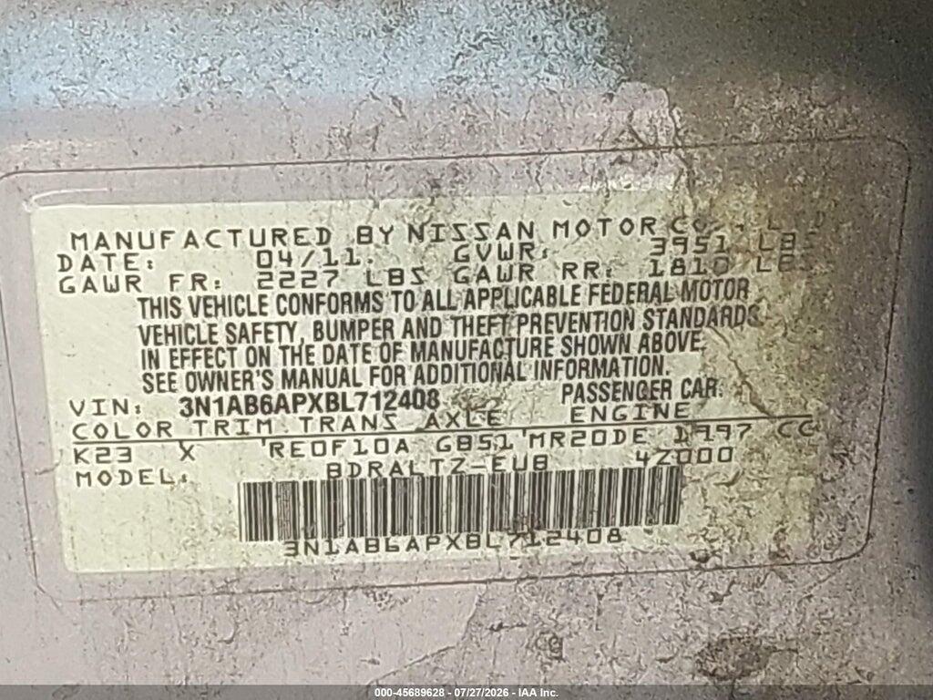 3N1AB6APXBL712408 2011 NISSAN SENTRA photo no. 9
