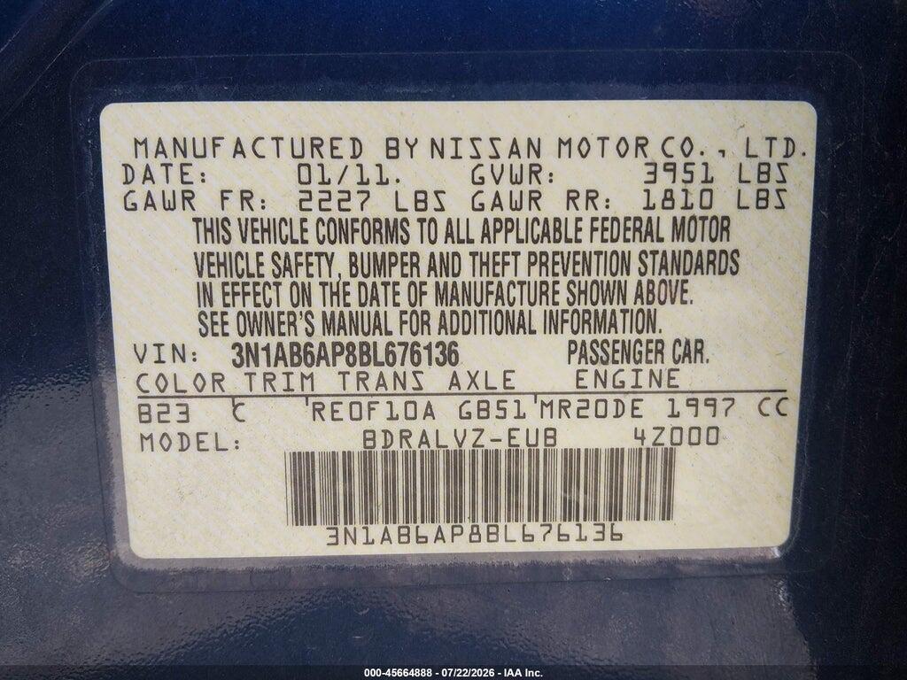 3N1AB6AP8BL676136 2011 NISSAN SENTRA photo no. 9