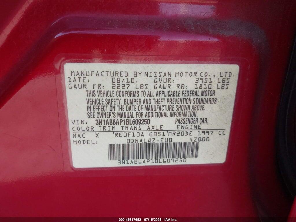 3N1AB6AP1BL609250 2011 NISSAN SENTRA photo no. 9