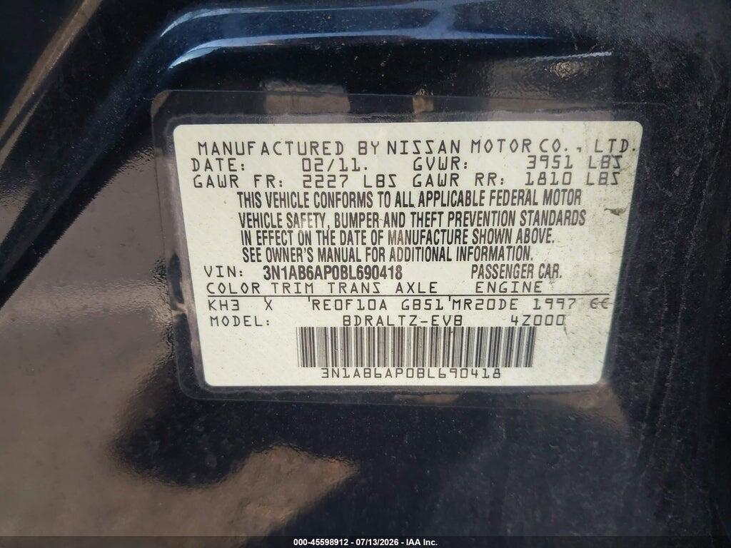 3N1AB6AP0BL690418 2011 NISSAN SENTRA photo no. 9
