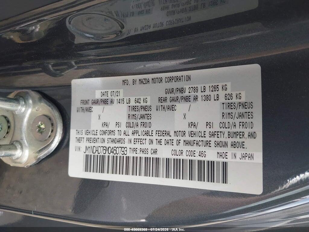 JM1NDAD76M0460793 2021 MAZDA MX-5 MIATA photo no. 9