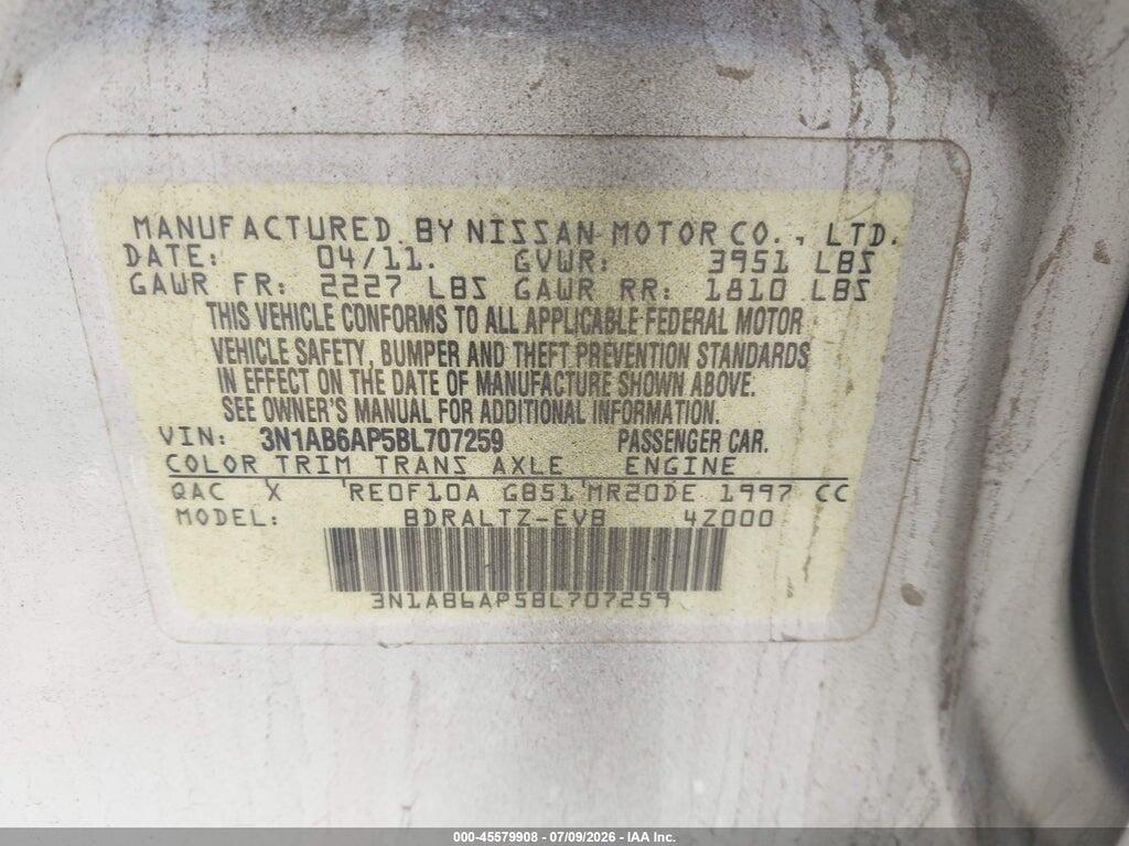 3N1AB6AP5BL707259 2011 NISSAN SENTRA photo no. 9