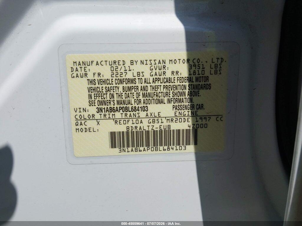3N1AB6AP0BL684103 2011 NISSAN SENTRA photo no. 9