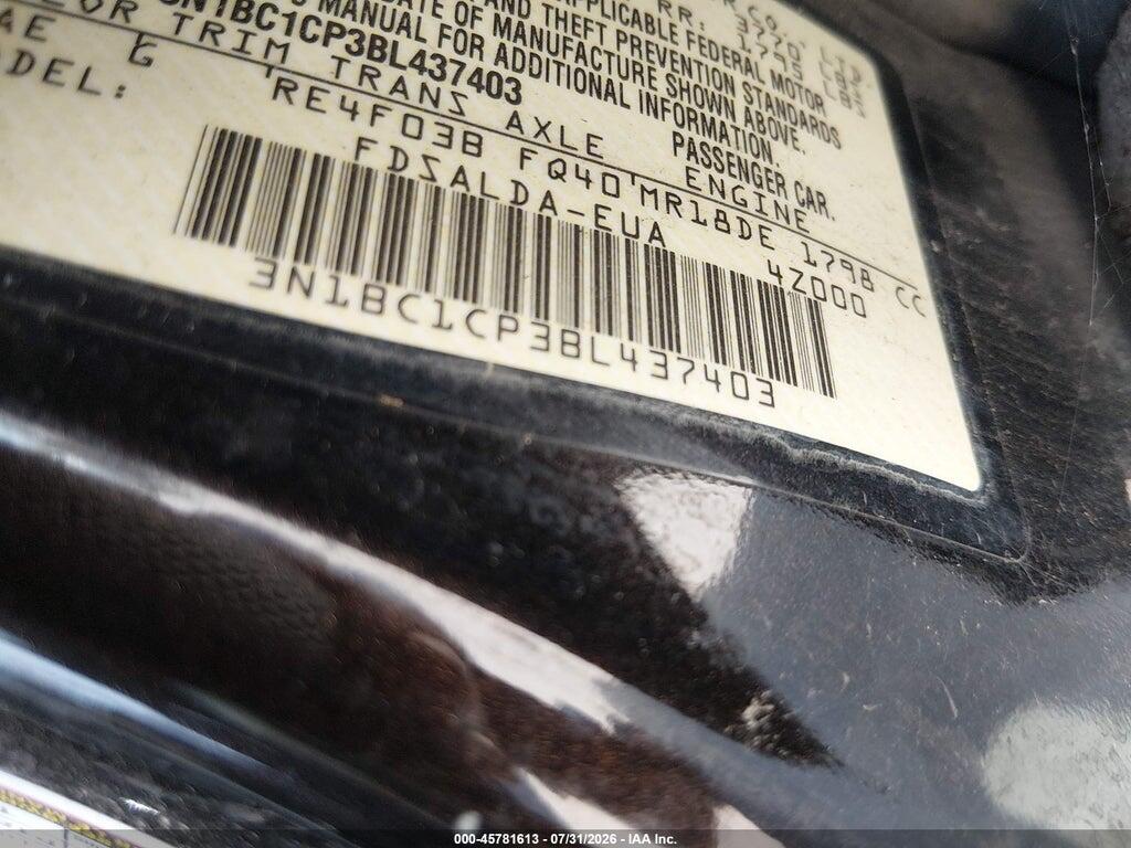 3N1BC1CP3BL437403 2011 NISSAN VERSA photo no. 9
