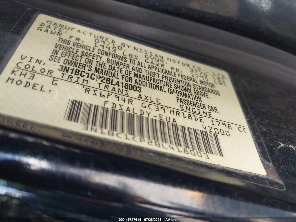 3N1BC1CP2BL418003 2011 NISSAN VERSA photo no. 9