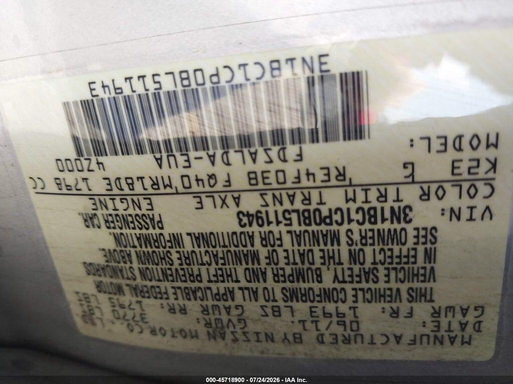 3N1BC1CP0BL511943 2011 NISSAN VERSA photo no. 9