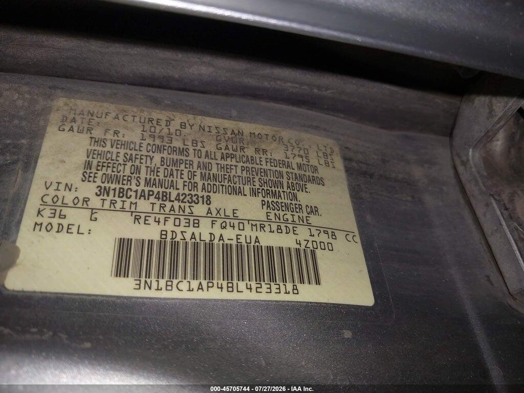3N1BC1AP4BL423318 2011 NISSAN VERSA photo no. 9