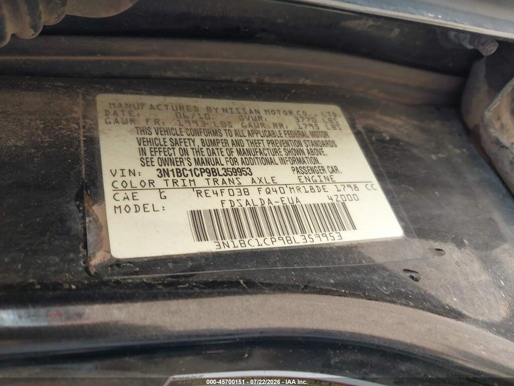 3N1BC1CP9BL359953 2011 NISSAN VERSA photo no. 9