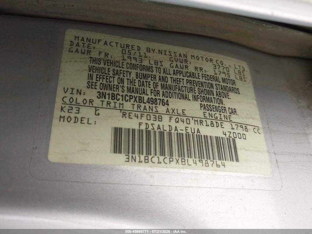 3N1BC1CPXBL498764 2011 NISSAN VERSA photo no. 9