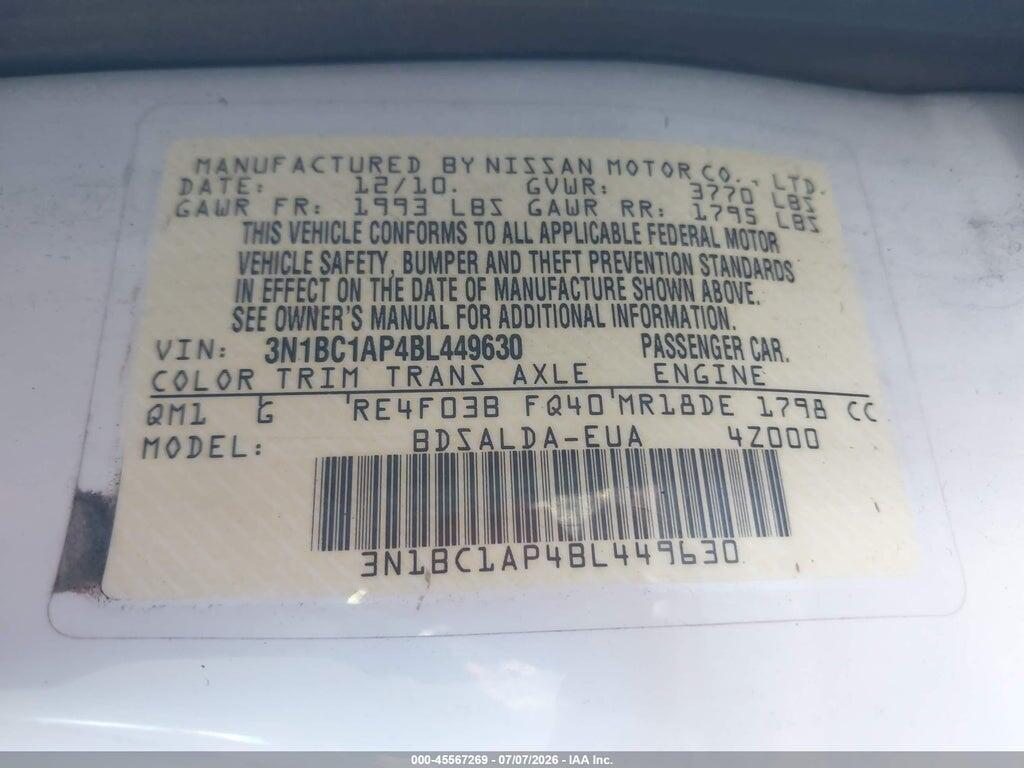 3N1BC1AP4BL449630 2011 NISSAN VERSA photo no. 9