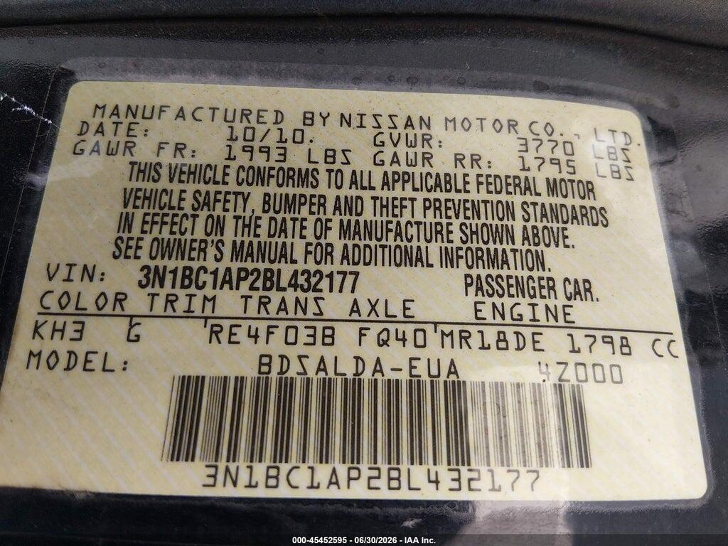 3N1BC1AP2BL432177 2011 NISSAN VERSA photo no. 9