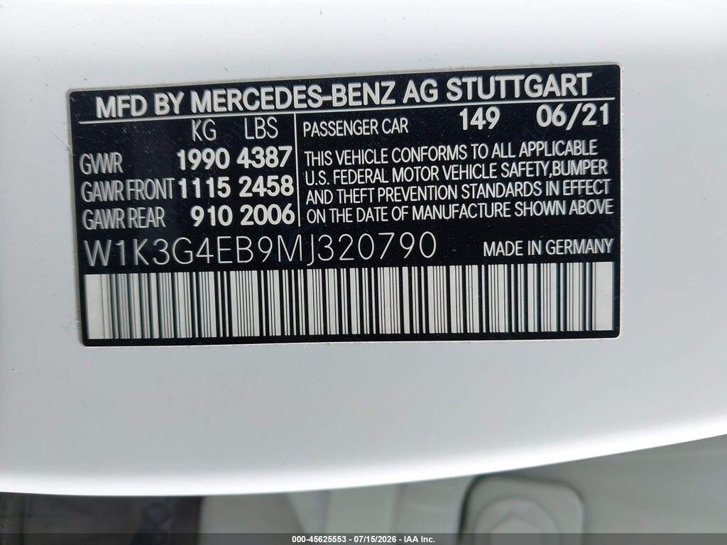 W1K3G4EB9MJ320790 2021 MERCEDES-BENZ A 220 photo no. 9