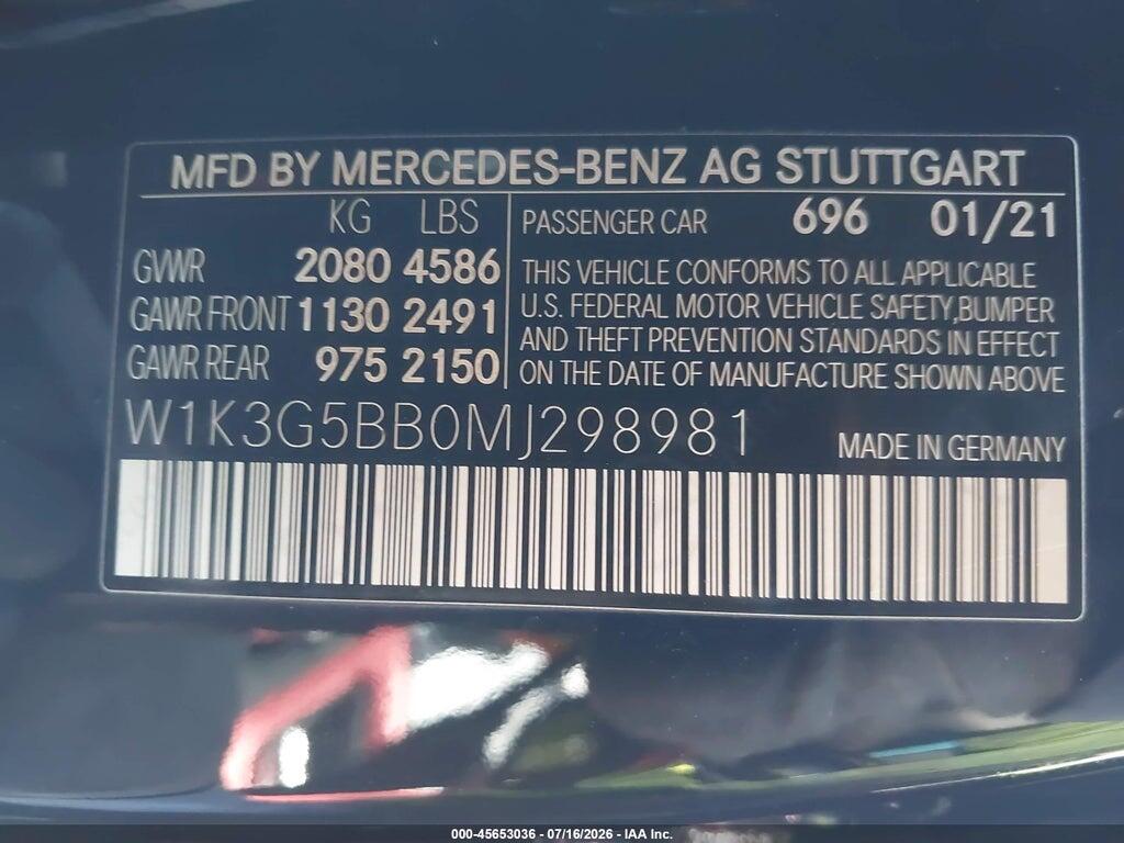 W1K3G5BB0MJ298981 2021 MERCEDES-BENZ AMG A 35 photo no. 9