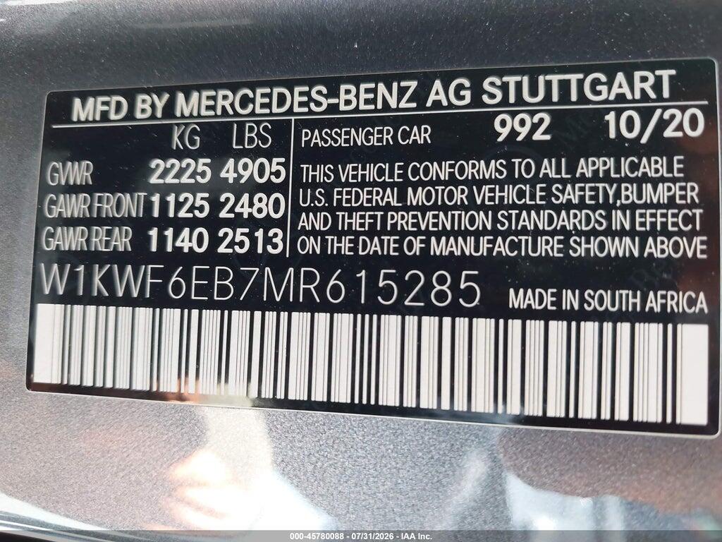 W1KWF6EB7MR615285 2021 MERCEDES-BENZ AMG C 43 photo no. 9