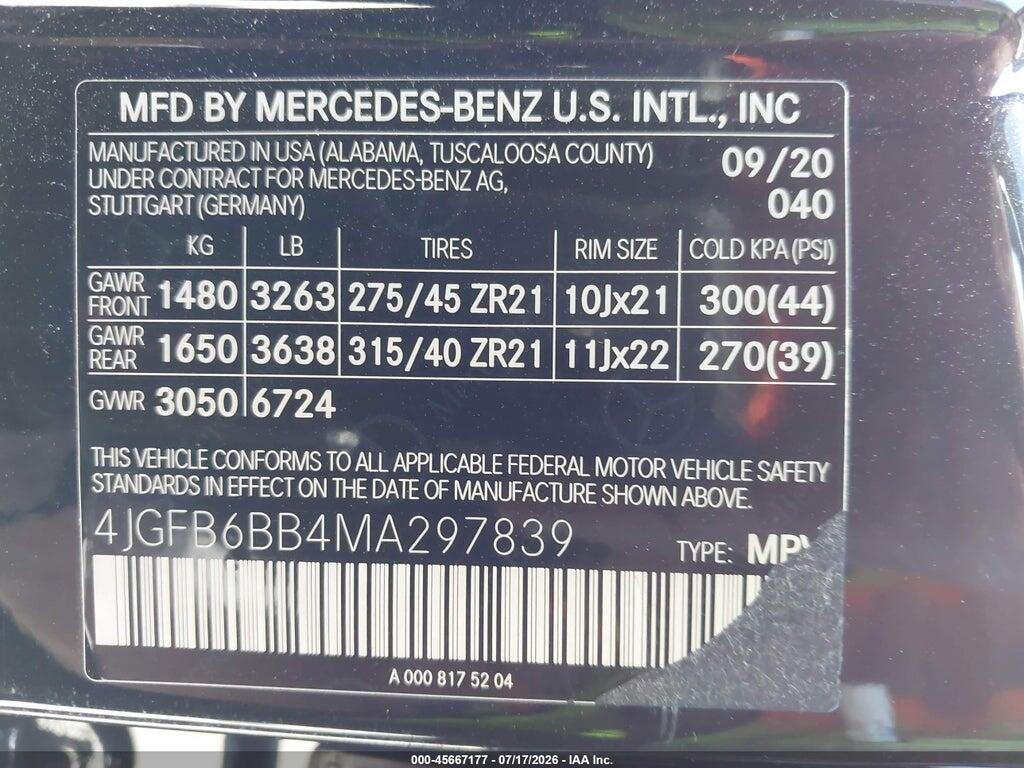 4JGFB6BB4MA297839 2021 MERCEDES-BENZ AMG GLE 53 photo no. 9