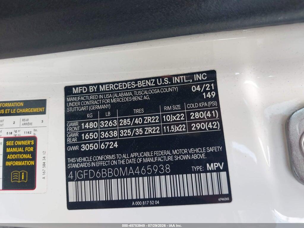 4JGFD6BB0MA465938 2021 MERCEDES-BENZ AMG GLE 53 COUPE photo no. 9