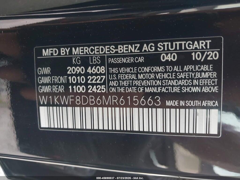 W1KWF8DB6MR615663 2021 MERCEDES-BENZ C 300 photo no. 9