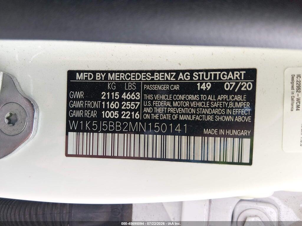 W1K5J5BB2MN150141 2021 MERCEDES-BENZ CLA photo no. 9