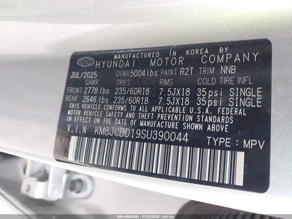 KM8JCDD19SU390044 2025 HYUNDAI TUCSON HYBRID photo no. 9