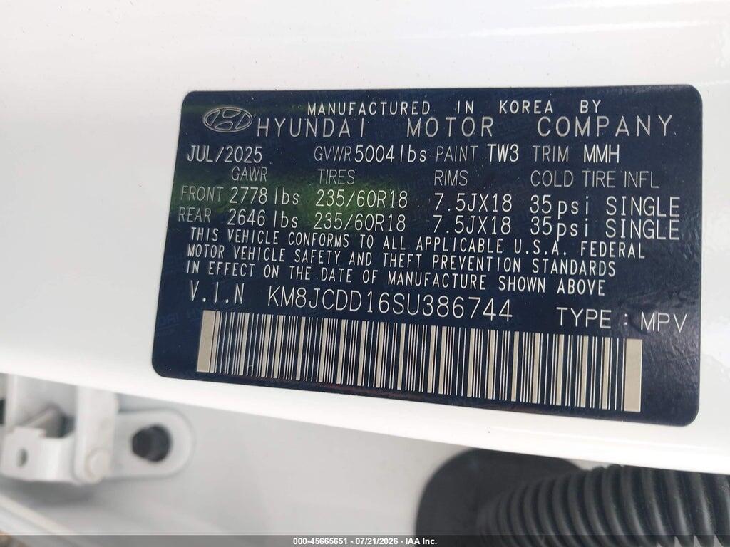 KM8JCDD16SU386744 2025 HYUNDAI TUCSON HYBRID photo no. 9