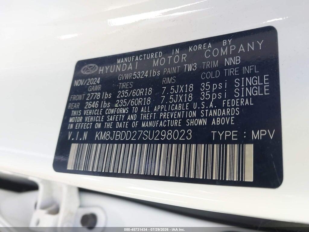 KM8JBDD27SU298023 2025 HYUNDAI TUCSON PLUG-IN HYBRID photo no. 9