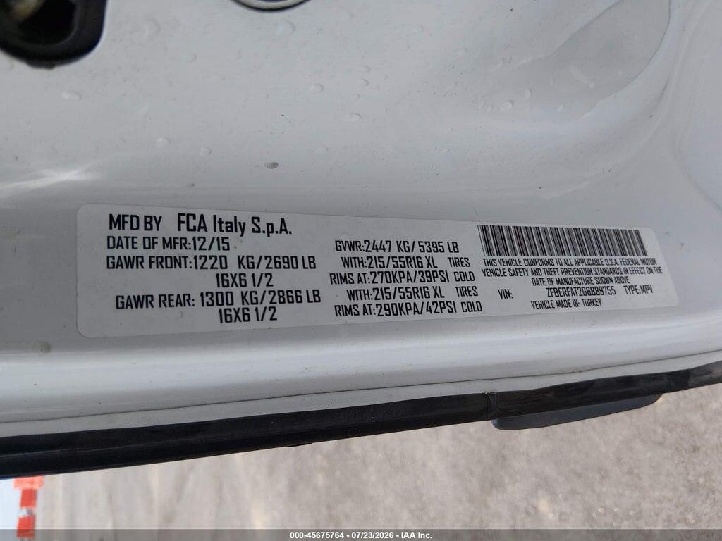 ZFBERFAT2G6B89755 2016 RAM PROMASTER CITY photo no. 9