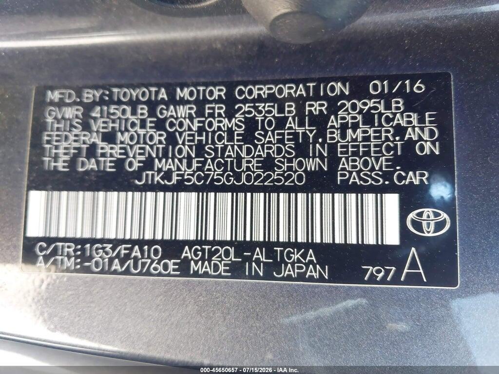 JTKJF5C75GJ022520 2016 SCION TC photo no. 9