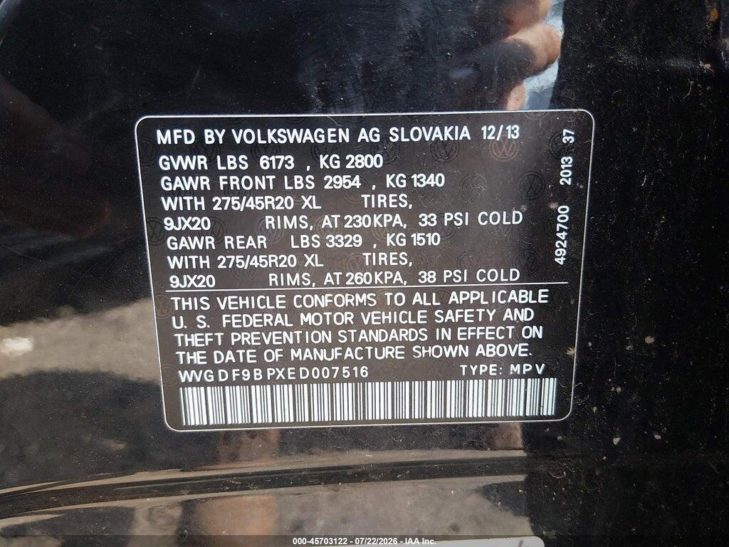 WVGDF9BPXED007516 2014 VOLKSWAGEN TOUAREG photo no. 9