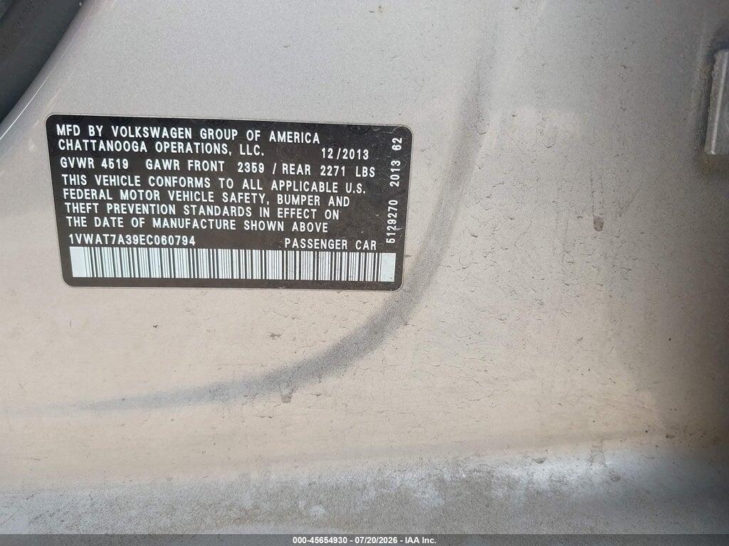 1VWAT7A39EC060794 2014 VOLKSWAGEN PASSAT photo no. 9