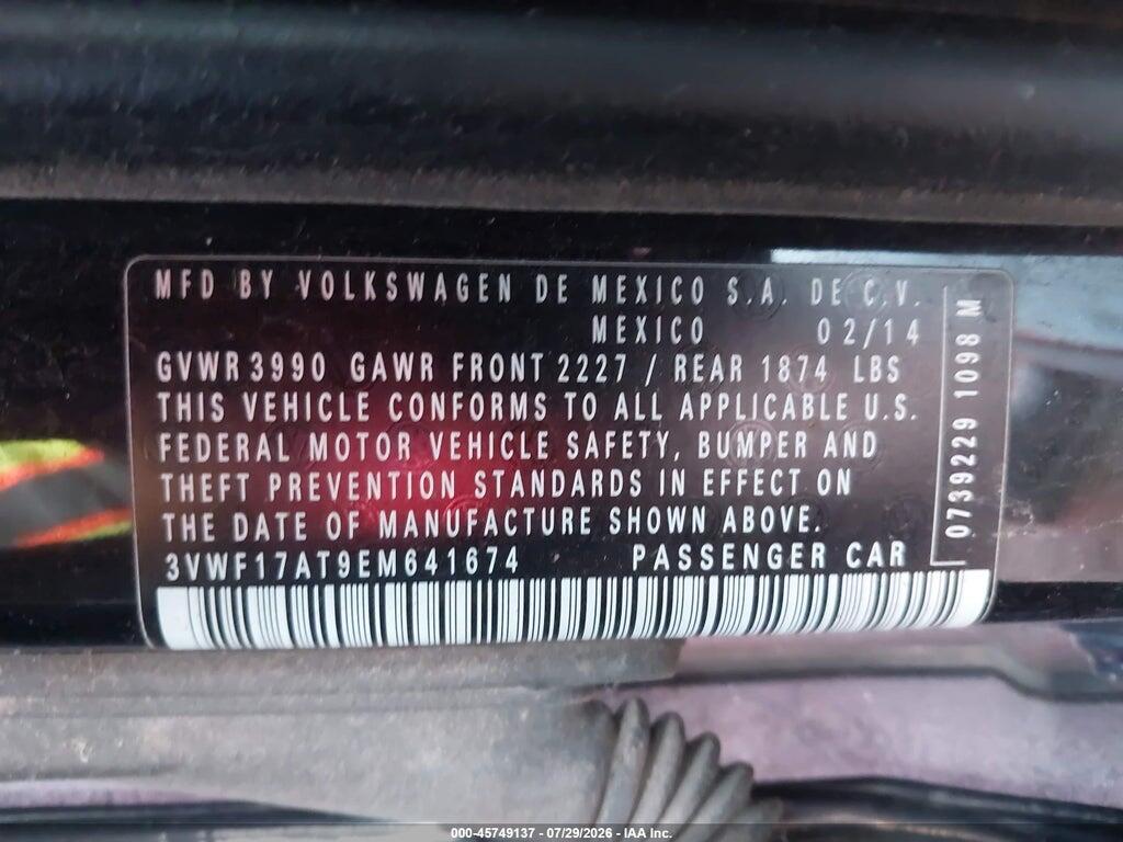 3VWF17AT9EM641674 2014 VOLKSWAGEN BEETLE photo no. 9