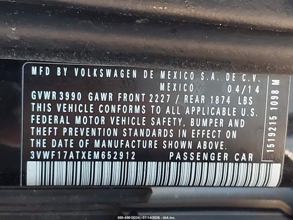 3VWF17ATXEM652912 2014 VOLKSWAGEN BEETLE photo no. 9