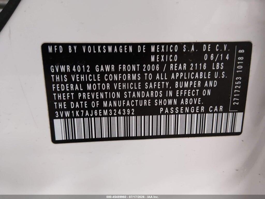 3VW1K7AJ6EM324392 2014 VOLKSWAGEN JETTA photo no. 9