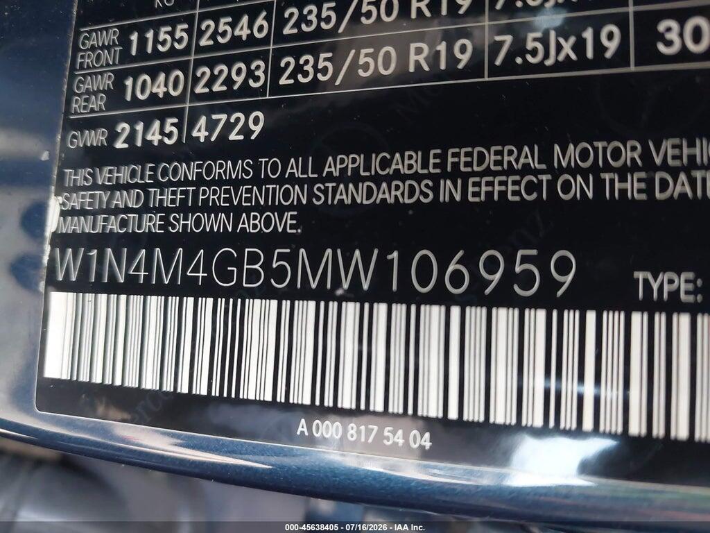 W1N4M4GB5MW106959 2021 MERCEDES-BENZ GLB 250 photo no. 9