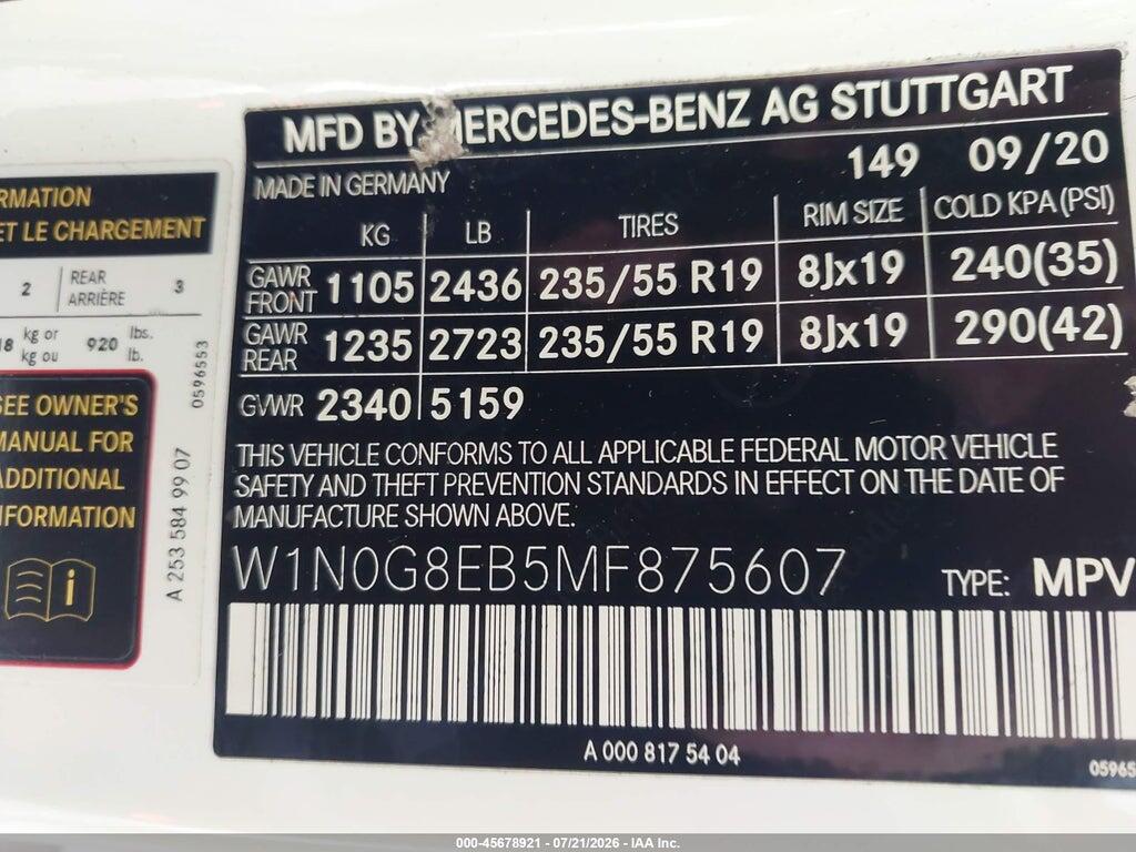 W1N0G8EB5MF875607 2021 MERCEDES-BENZ GLC 300 photo no. 9