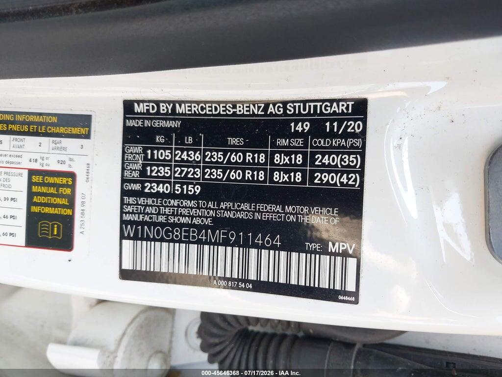 W1N0G8EB4MF911464 2021 MERCEDES-BENZ GLC 300 photo no. 9
