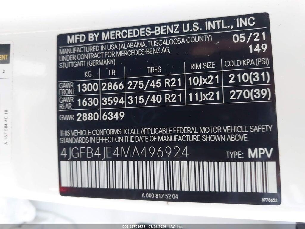 4JGFB4JE4MA496924 2021 MERCEDES-BENZ GLE 350 photo no. 9