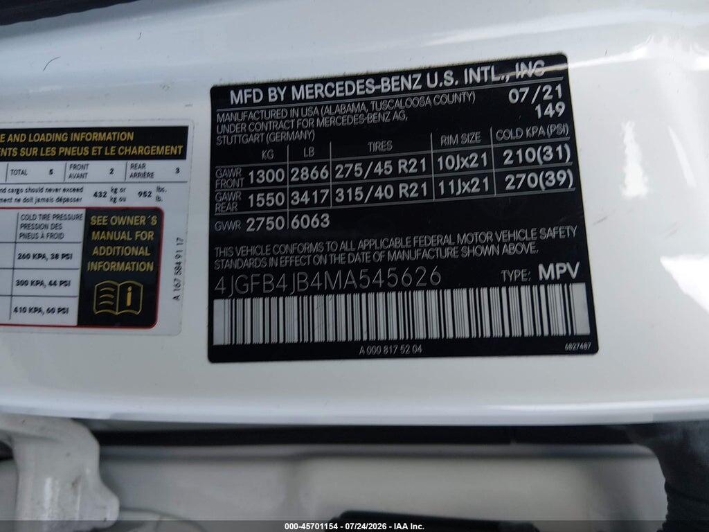 4JGFB4JB4MA545626 2021 MERCEDES-BENZ GLE 350 photo no. 9