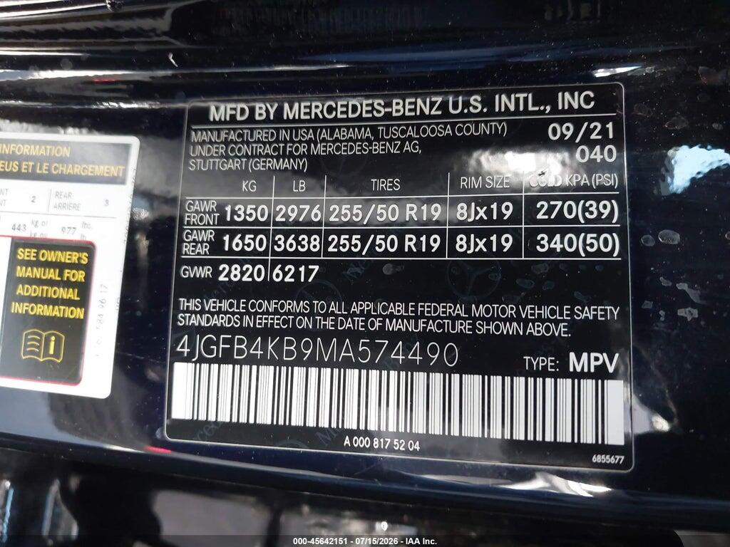 4JGFB4KB9MA574490 2021 MERCEDES-BENZ GLE 350 photo no. 9