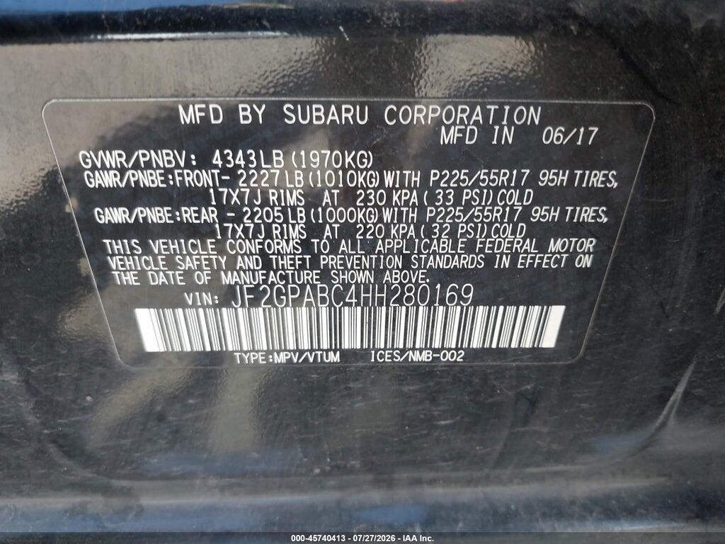 JF2GPABC4HH280169 2017 SUBARU CROSSTREK photo no. 9
