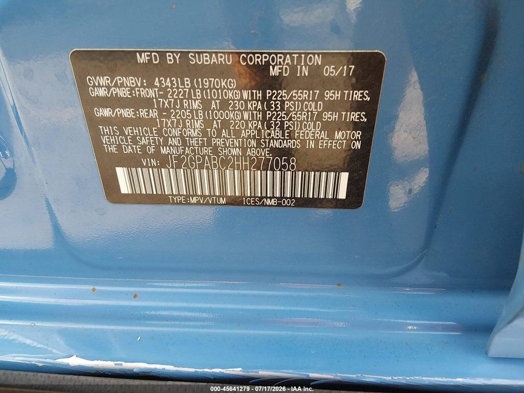 JF2GPABC2HH277058 2017 SUBARU CROSSTREK photo no. 9