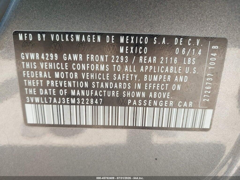 3VWLL7AJ3EM322847 2014 VOLKSWAGEN JETTA photo no. 8