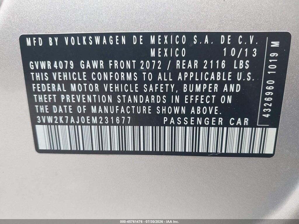 3VW2K7AJ0EM231677 2014 VOLKSWAGEN JETTA photo no. 9