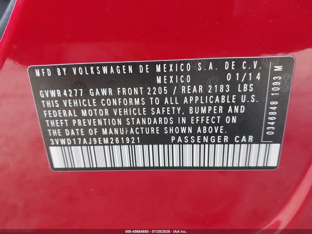 3VWD17AJ9EM261921 2014 VOLKSWAGEN JETTA photo no. 9