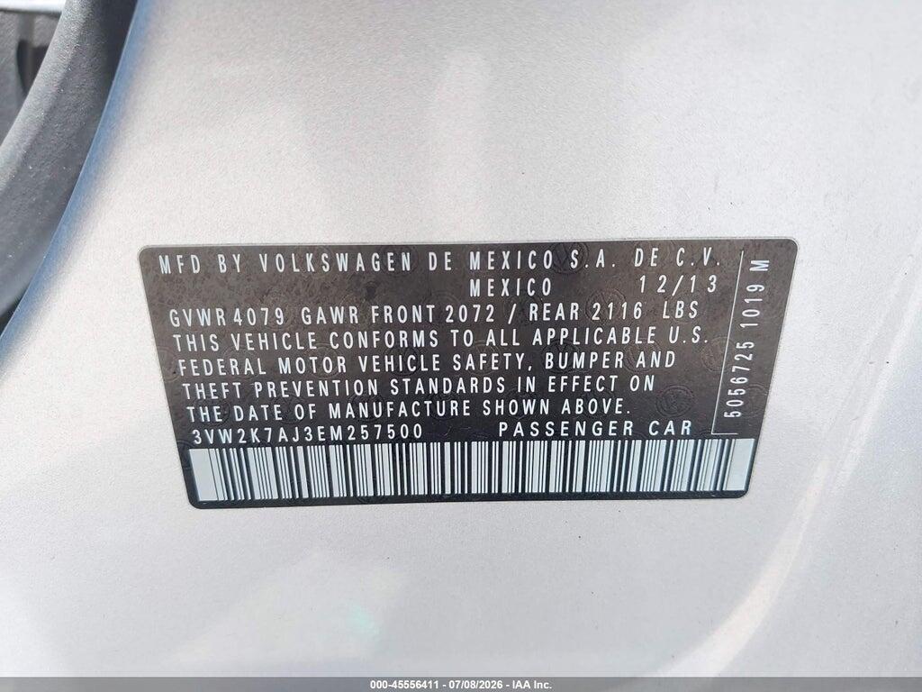 3VW2K7AJ3EM257500 2014 VOLKSWAGEN JETTA photo no. 9