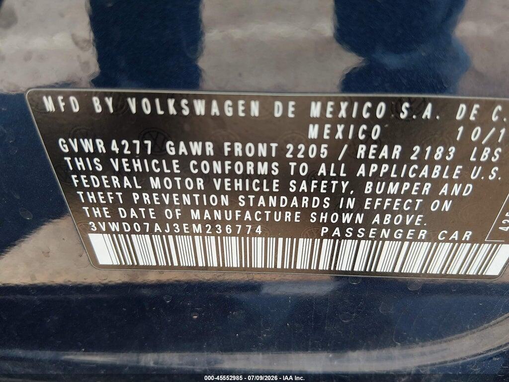3VWD07AJ3EM236774 2014 VOLKSWAGEN JETTA photo no. 9