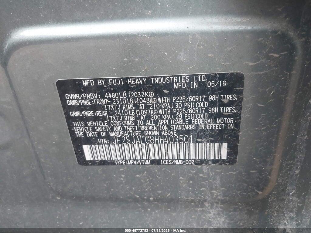 JF2SJALC8HH403501 2017 SUBARU FORESTER photo no. 9